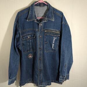 Paco Jeans XL Denim Button Up Shirt Men’s Long Sleeve Y2K Streetwear 90s Blue